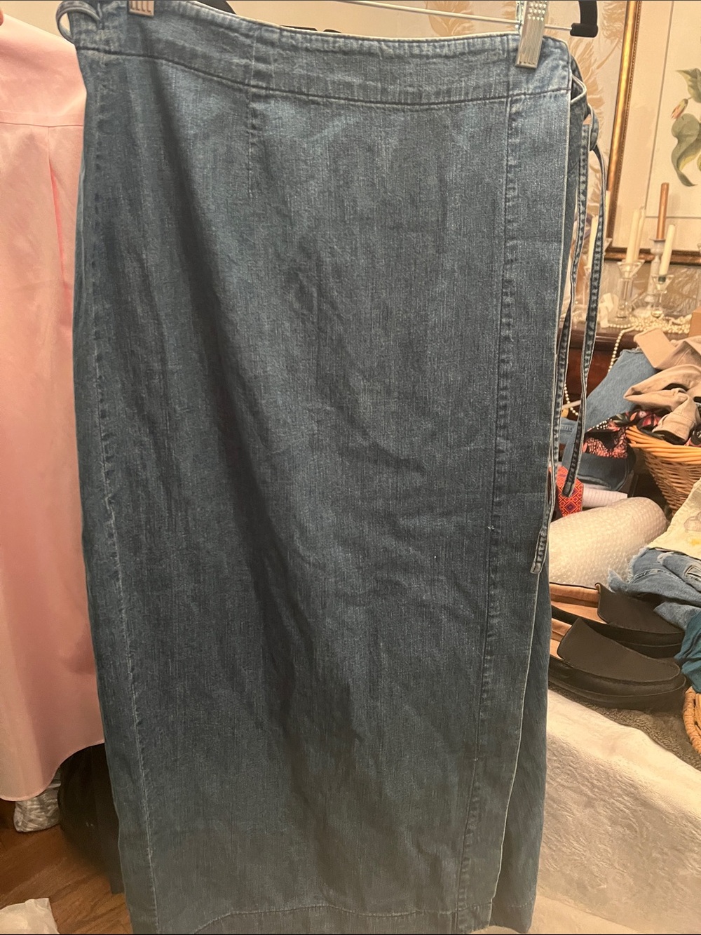 Banana Republic vintage Denim true wrap soft Jean Skirt Size 14 - Picture 7 of 7